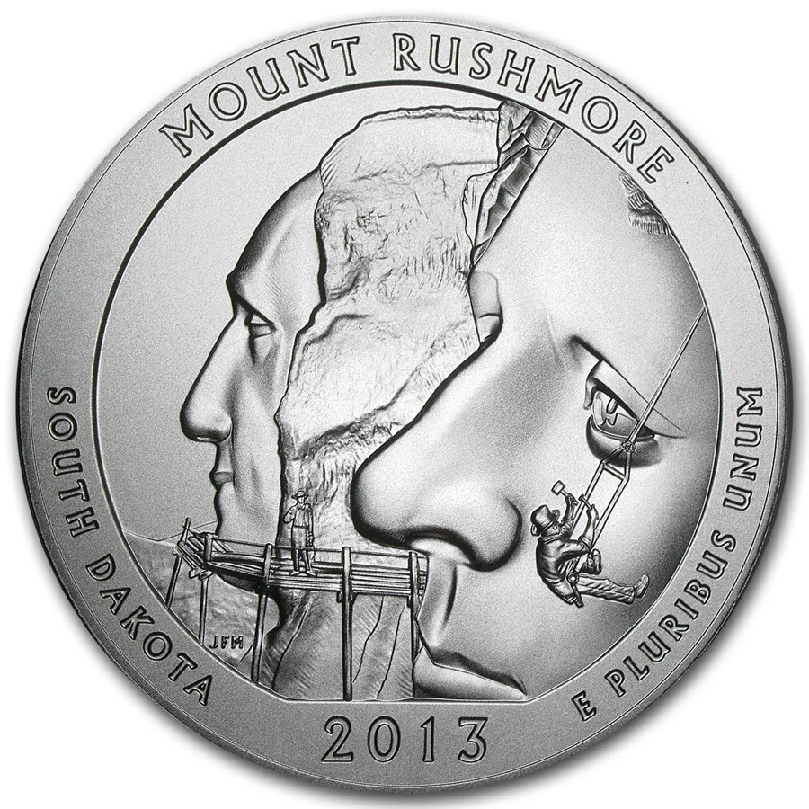 2013-P 5 oz Silver ATB Mt. Rushmore (w/Box & COA) - Image 2
