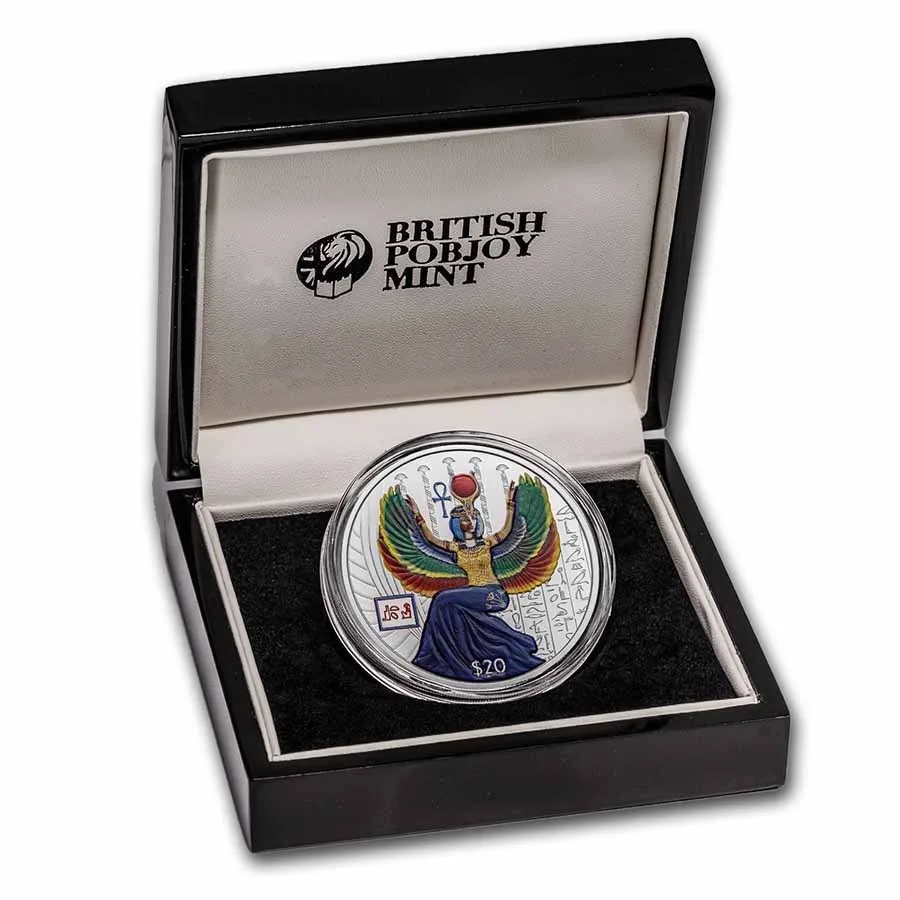 2023 Sierra Leone 2 oz Proof Ag Egyptian Gods: Isis (Colorized) - Image 3