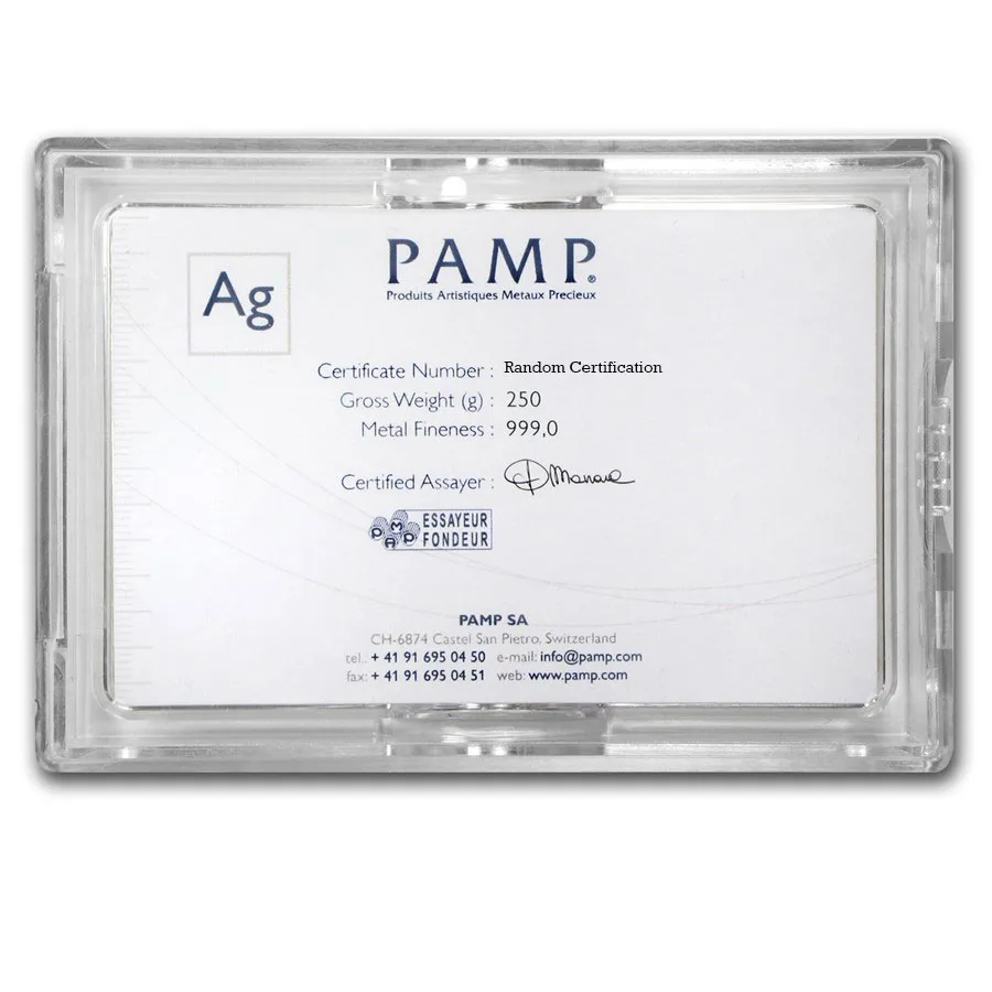 250 Gram Silver Bar PAMP .999 in Assay - Image 2