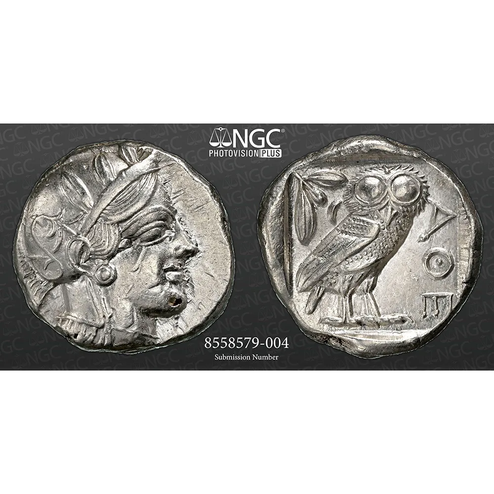 5th-4th BC Attica Athens AR Tetradrachm Athena/Owl NGC AU Strike 4/5