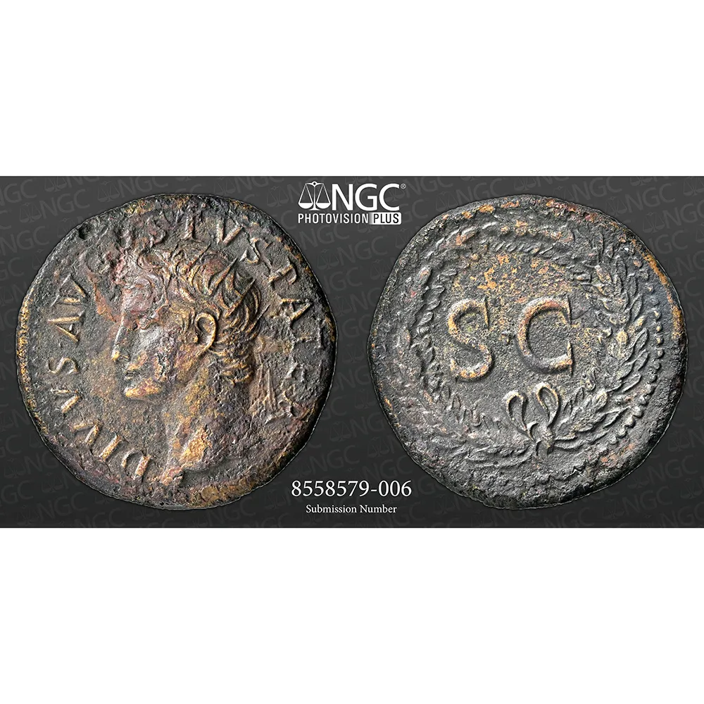 27 BC - AD 14 Roman Empire Augustus AE Dupondius RIC 79 NGC CH XF