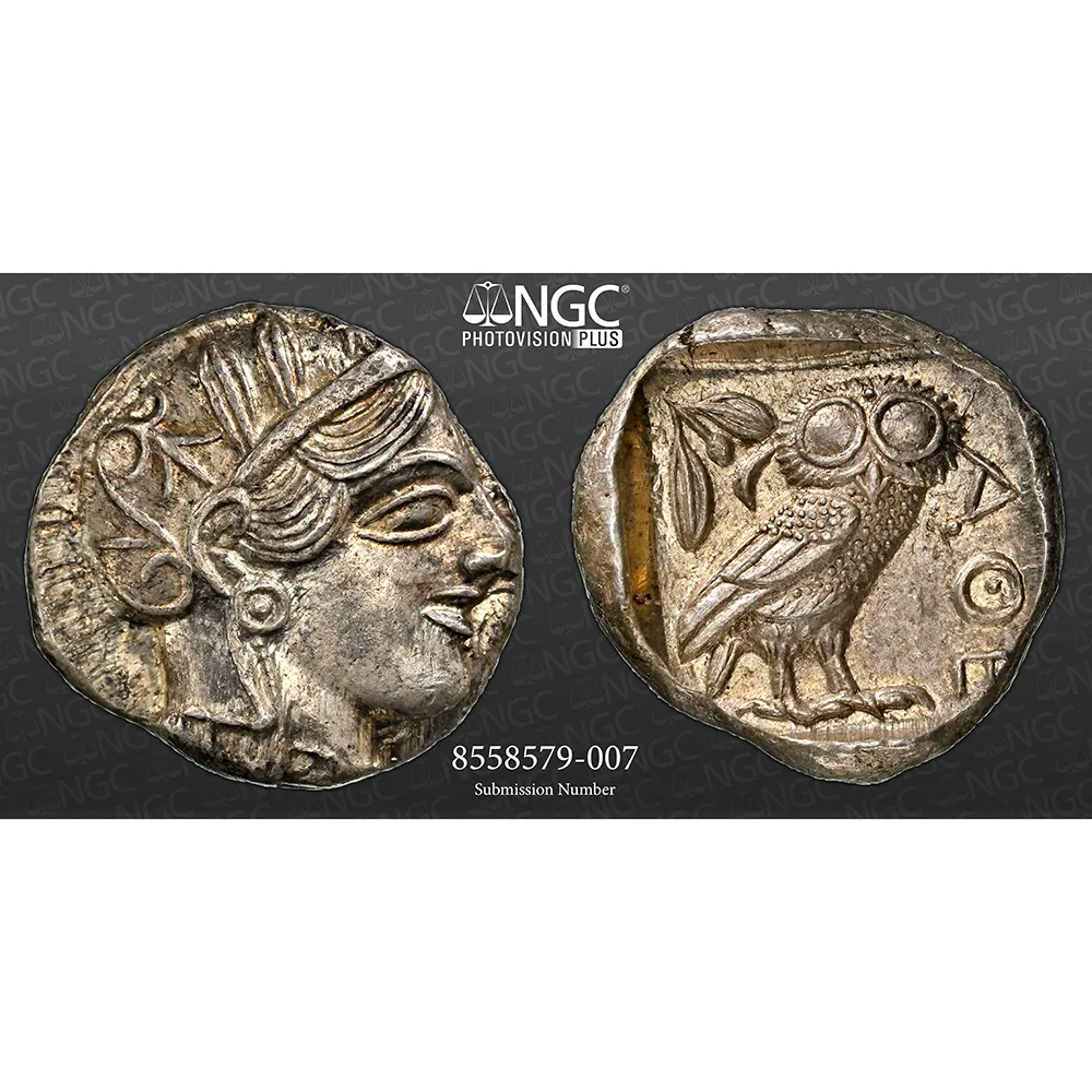 440-404 BC Attica Athens AR Tetradrachm Athena/Owl NGC CH AU Strike 4/5
