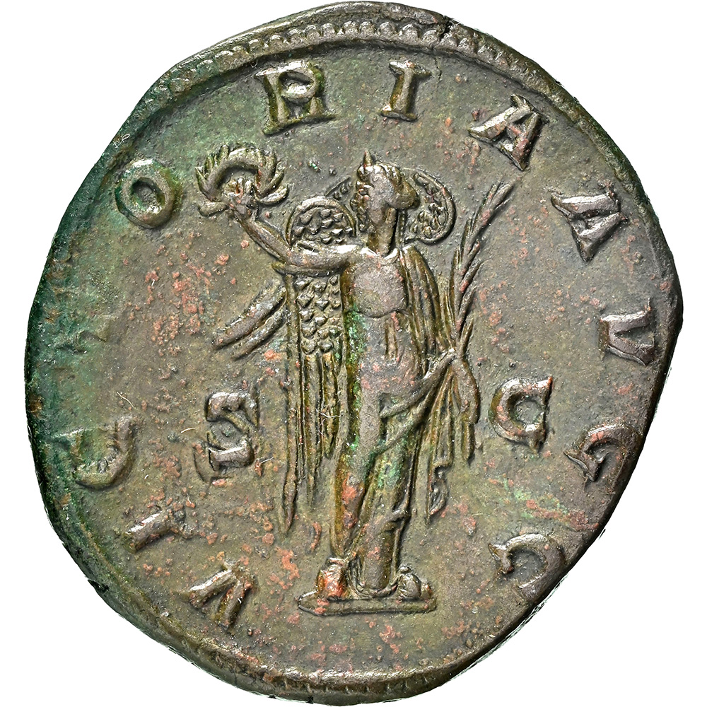 Pupienus AE Sestertius Victory NGC Ch XF* Strike 5/5 Surface 4/5 (AD 238)