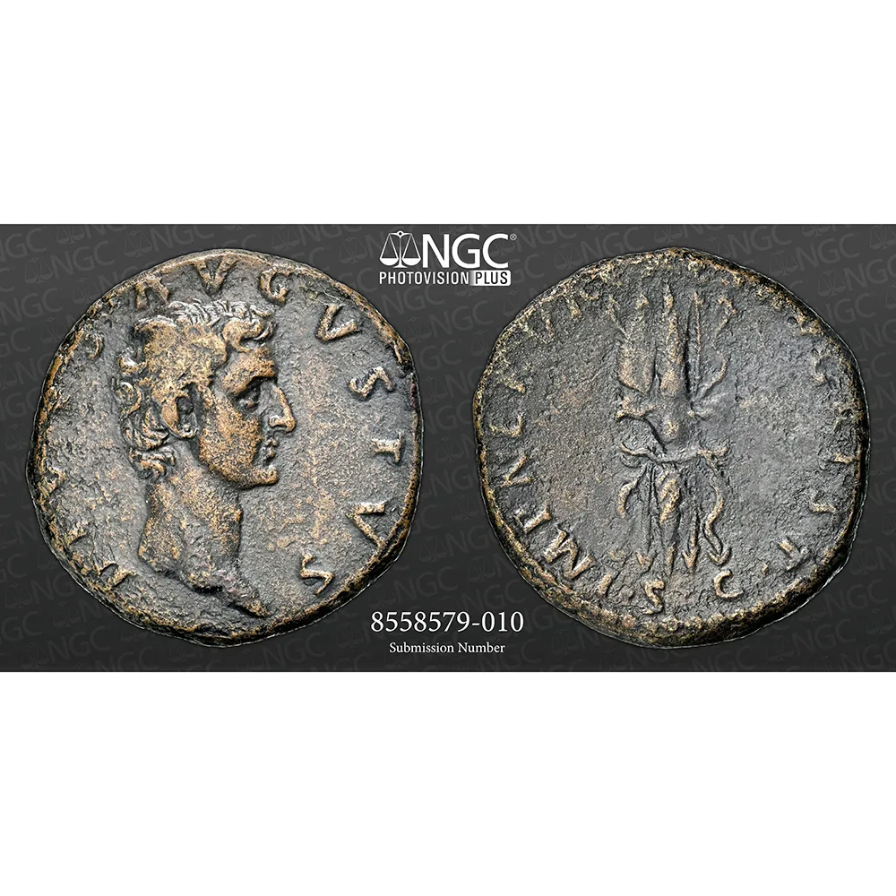 27 BC - AD 14 Roman Empire Augustus AE As RIC 130 Nerva NGC VF
