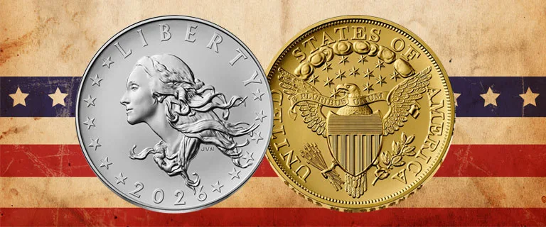 1804 Silver Dollar Gold Coin & Silver Medal Set
