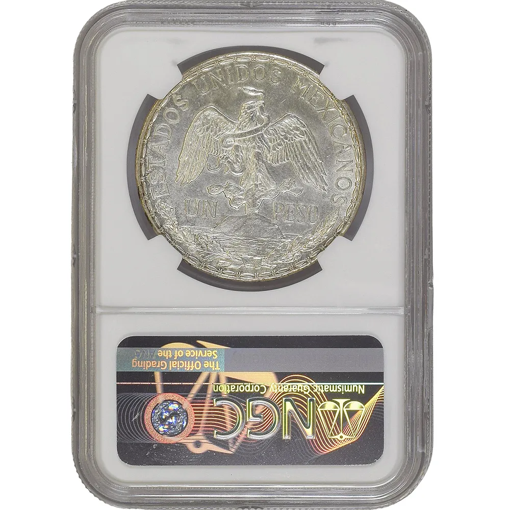 1911 Mexico Peso Long-Ray NGC UNC Detail - Image 2