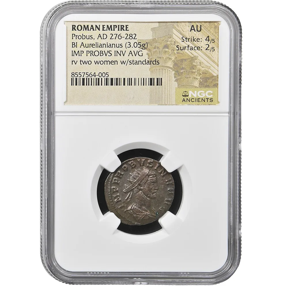 Roman Empire Probus Rev Two Women W/Standards BI Aurelianianus AD 276-282 NGC AU