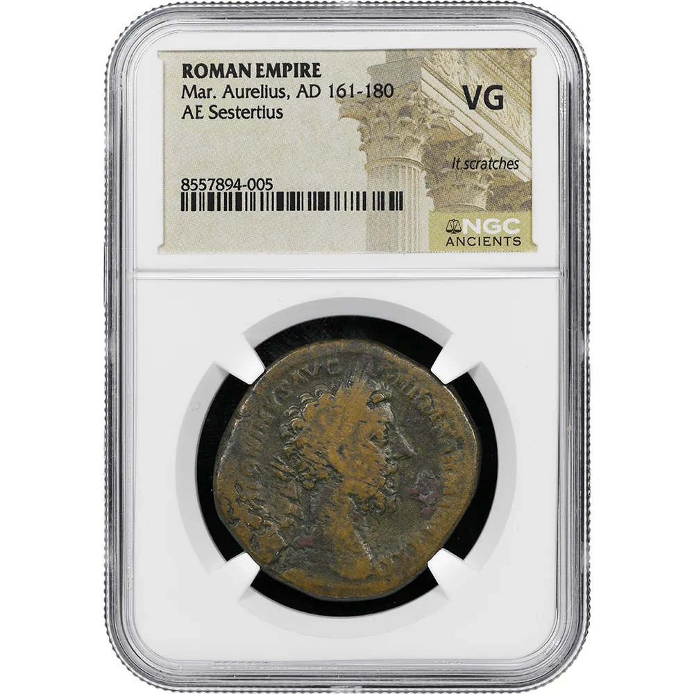 Roman Empire Marcus Aurelius 161-180 AE Sestertius RIC-1184 NGC VG