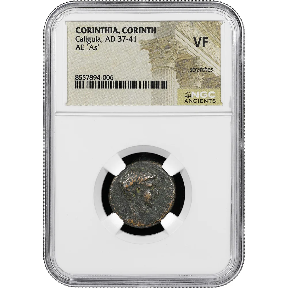 AD 37-41 Roman Empire Corinthia Corinth Caligula AE As NGC VF