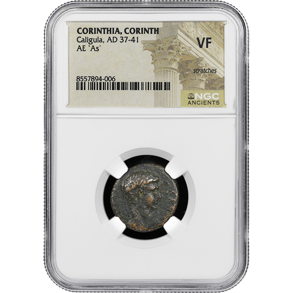 AD 37-41 Roman Empire Corinthia Corinth Caligula AE As NGC VF