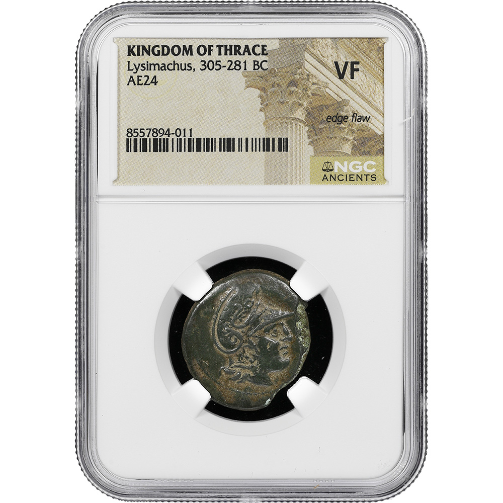 305-281 BC Kingdom Of Thrace AE 24 Lysimachus NGC VF