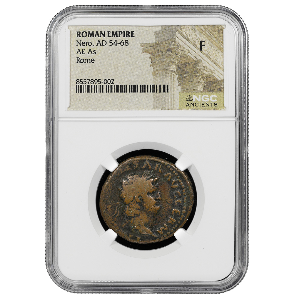 AD 54-68 Nero Roman Empire AE AS Temple Of Janus NGC Fine