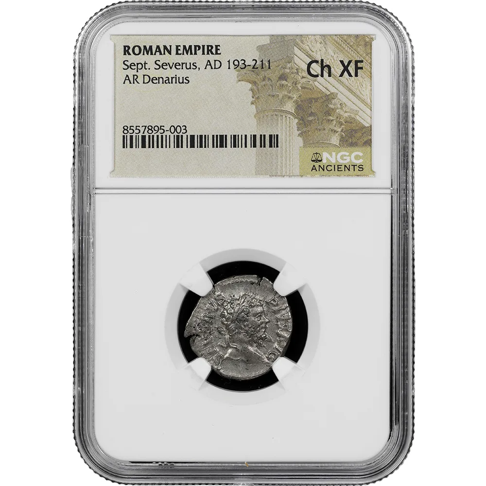 AD 193-211 Roman Empire Severus Severus AR Denarius RIC IV.1# 267A NGC CH XF