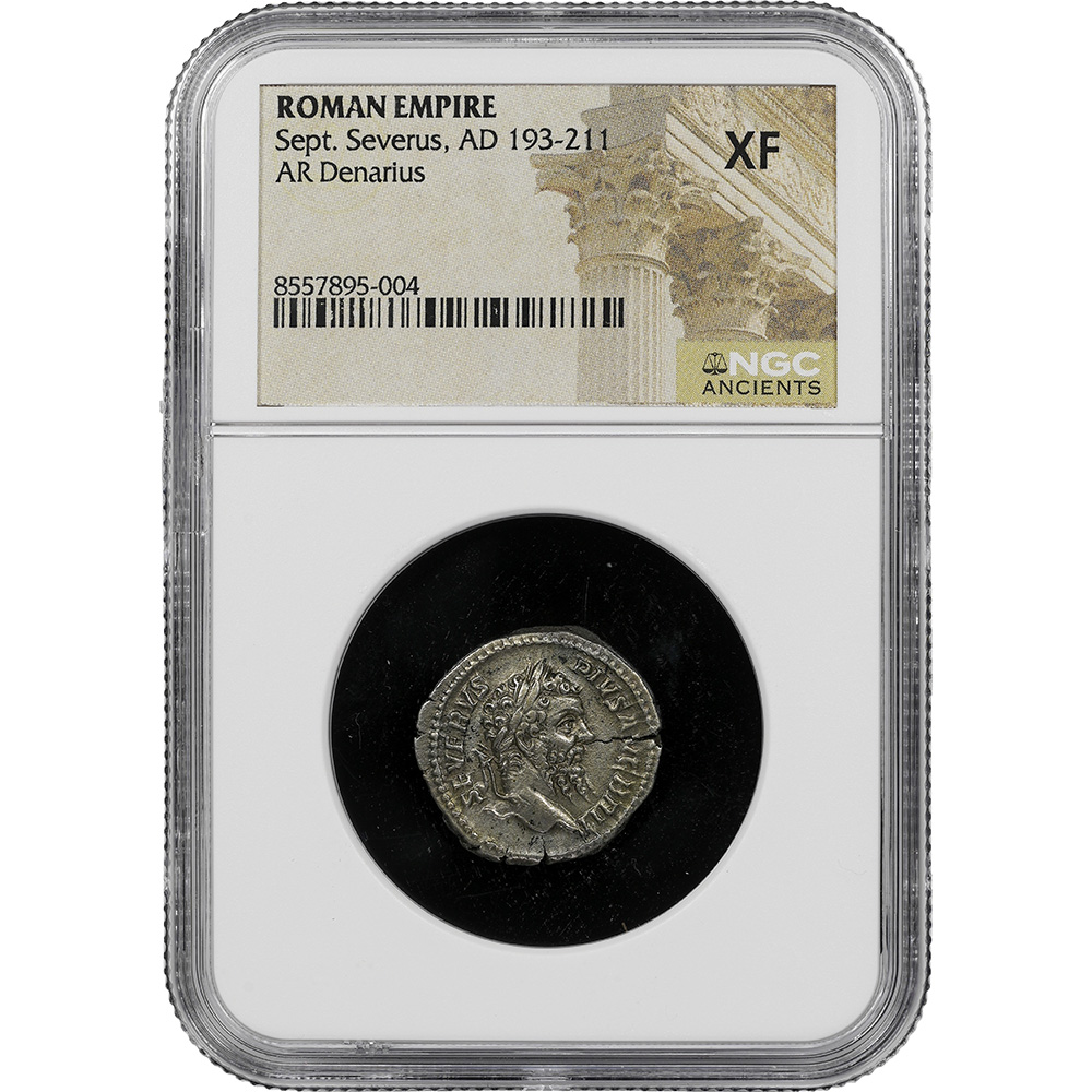 AD 193-211 Roman Empire Septimius Severus, British Victory AR Denarius NGC XF