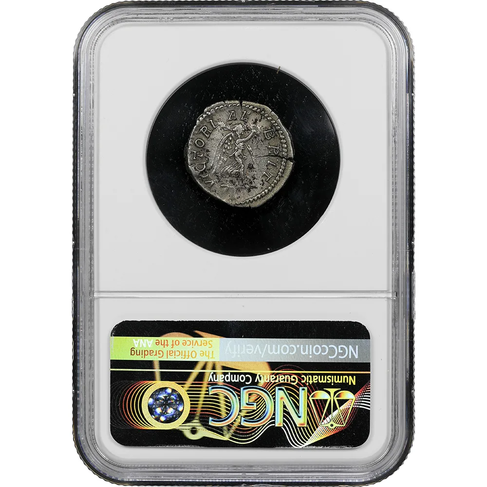 AD 193-211 Roman Empire Septimius Severus, British Victory AR Denarius NGC XF