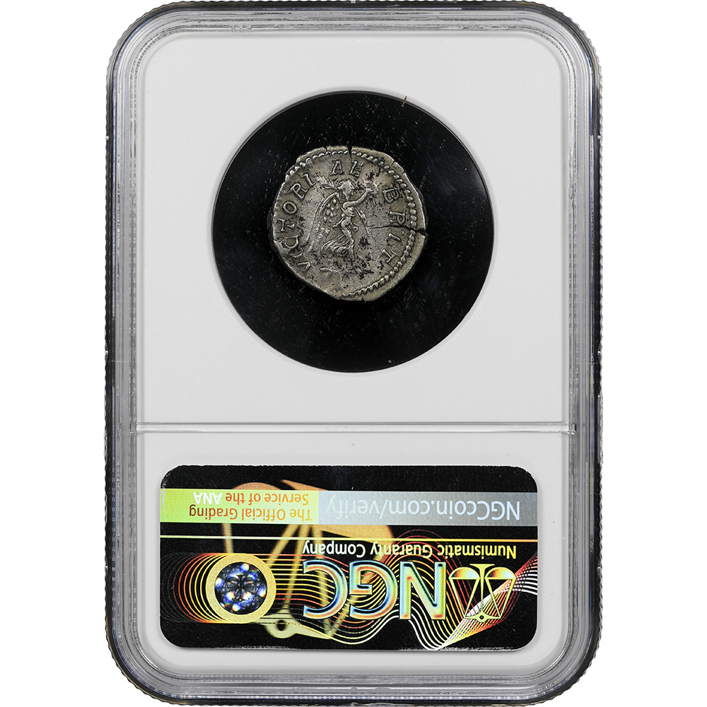 AD 193-211 Roman Empire Septimius Severus, British Victory AR Denarius NGC XF