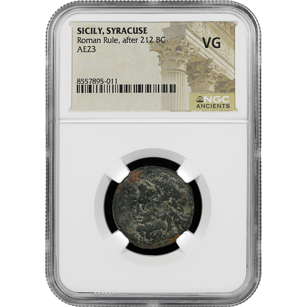 Roman Republic Sicily AE 23 Rev. Nike Riding Biga 212 BC NGC VG