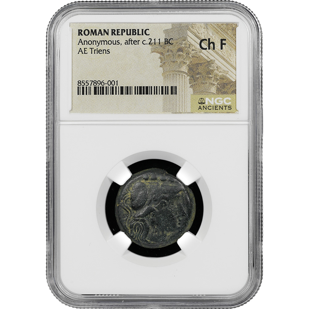 c. 211 BC Roman Republic Anonymous AE Triens Prow Of Galley NGC CH F
