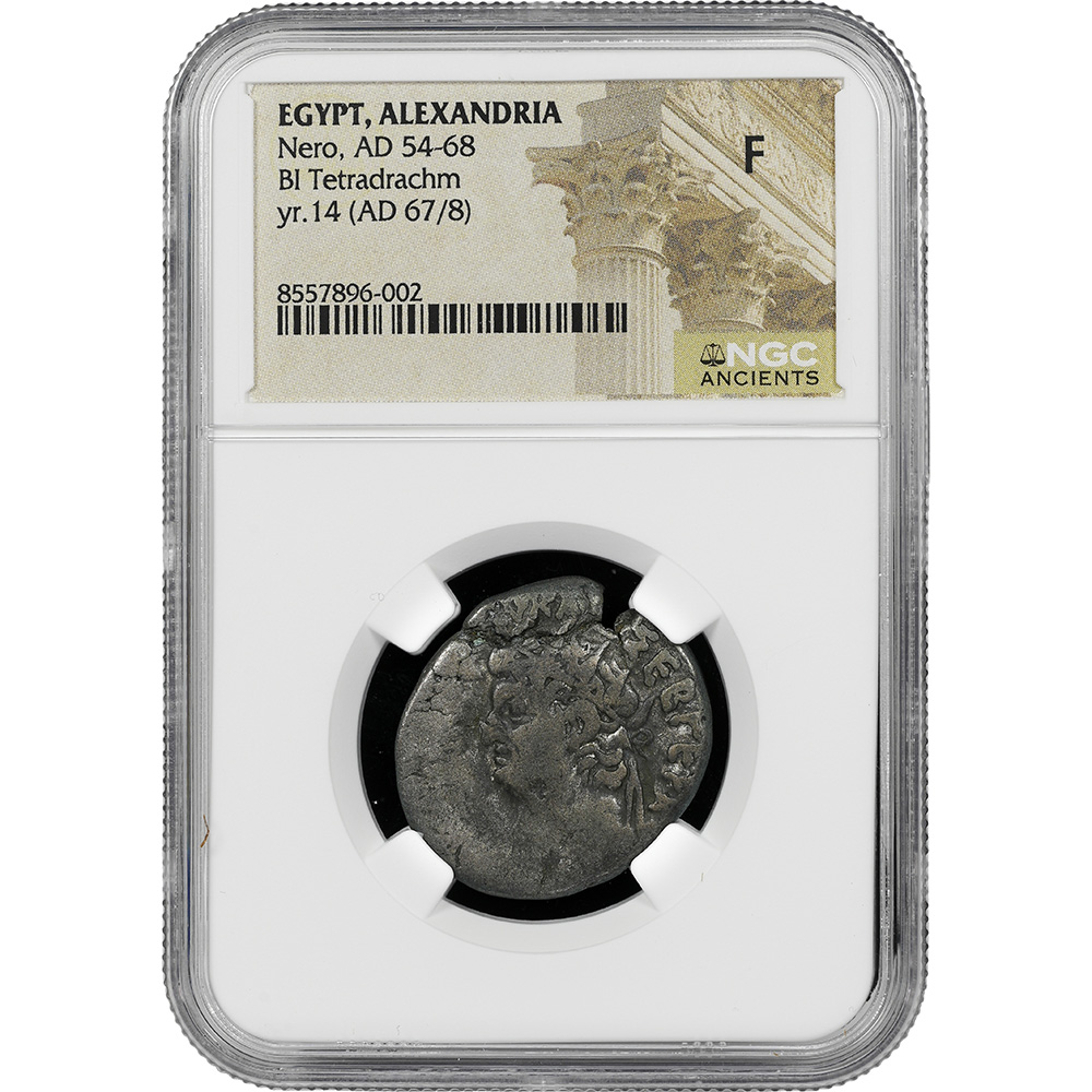 AD 54-68 Nero Egypt, Alexandria Rev. Hera Argeia BI Tetradrachm NGC F