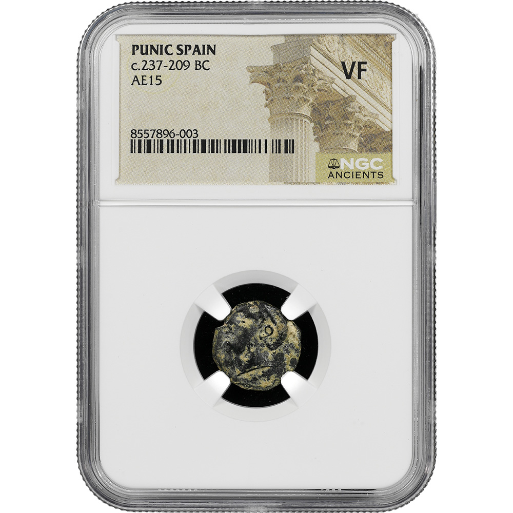 Punic Spain c.237-209 BC AE 1/5 Unit Carthago Nova Mint NGC VF