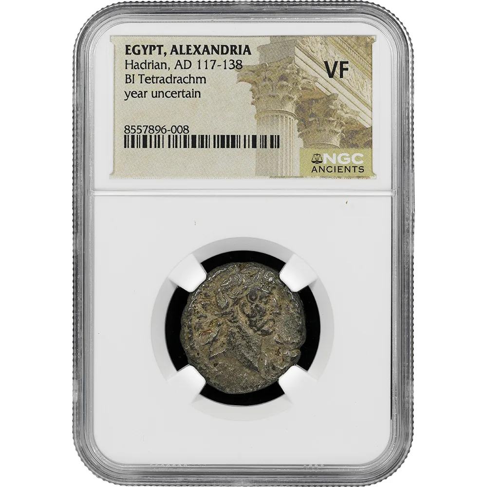 Roman Empire Hadrian BI Tetradrachm yr.5 AD 117-138 NGC Very Fine