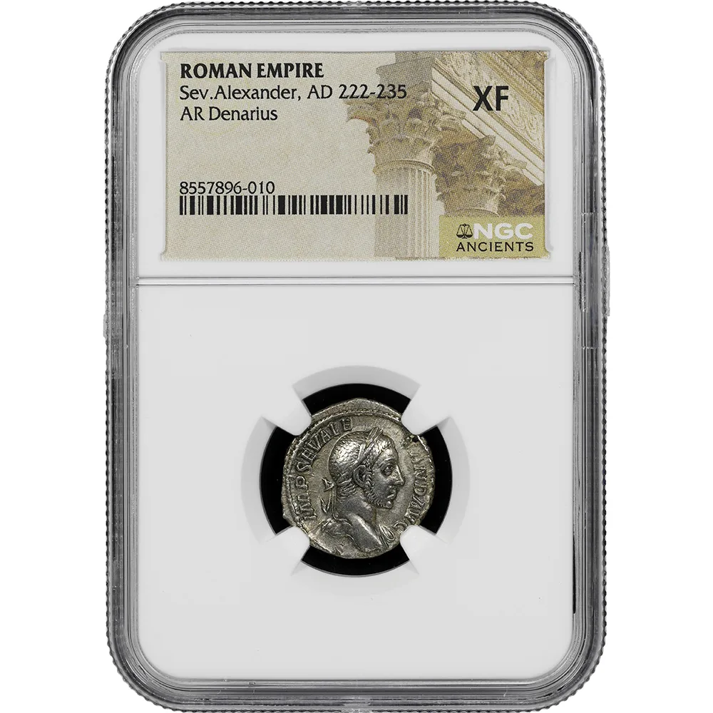 Roman Empire Severus Alexander Rev Sol AR Denarius AD 222-235 RIC 101 NGC XF