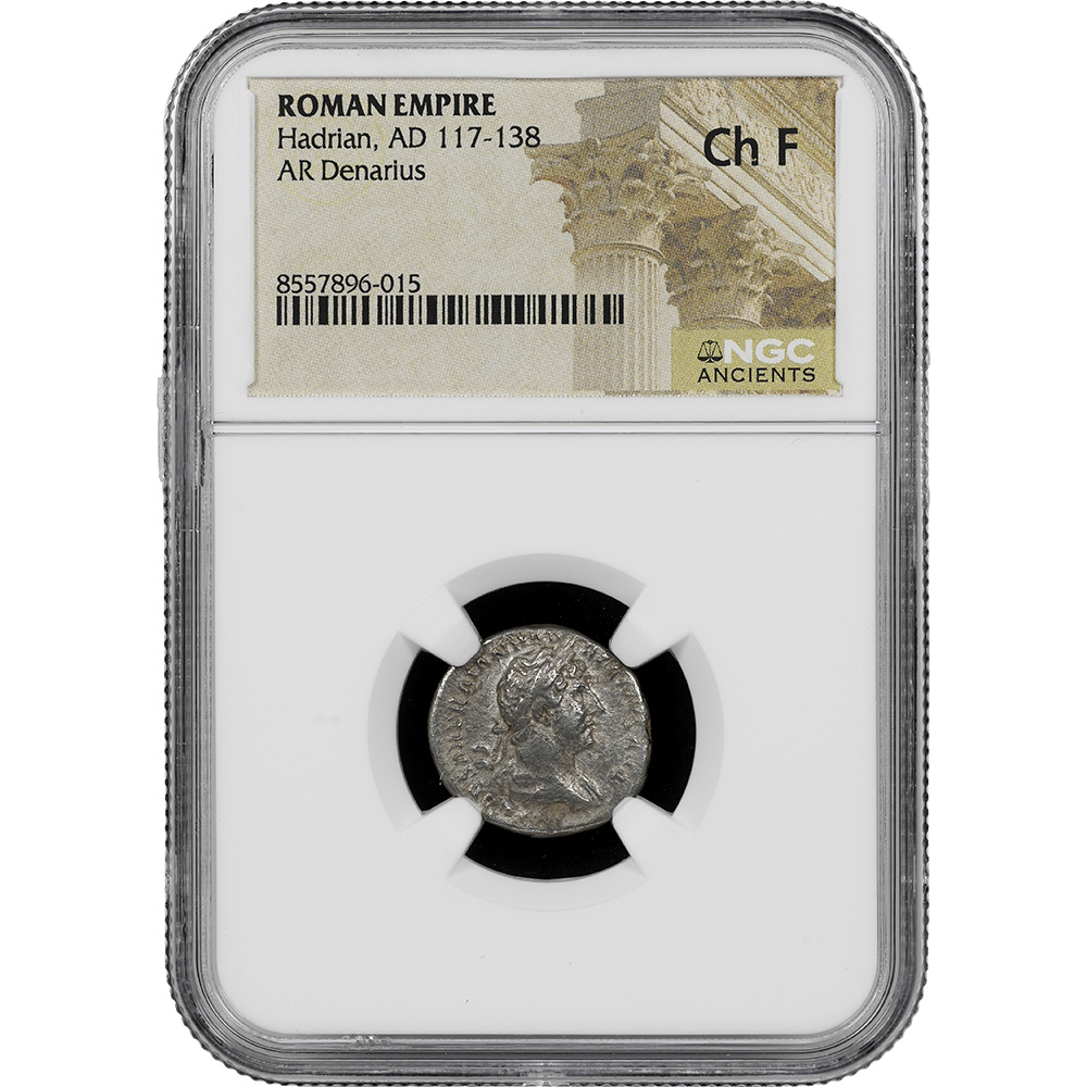 AD 117-138 Hadrian Roman Empire AR Denarius NGC CH F