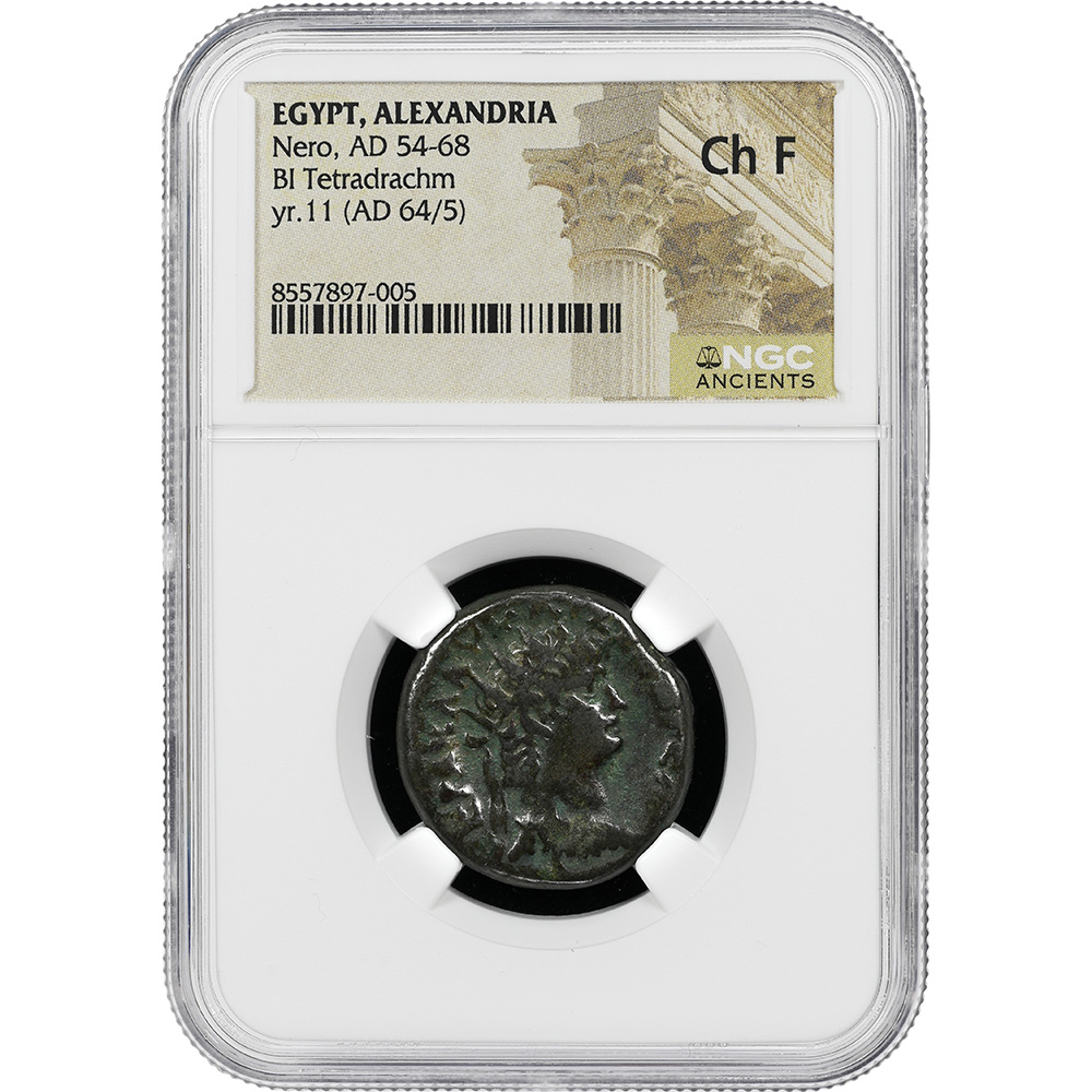 AD 54-68 Nero Egypt, Alexandria Rev. Eagle BI Tetradrachm NGC CH F
