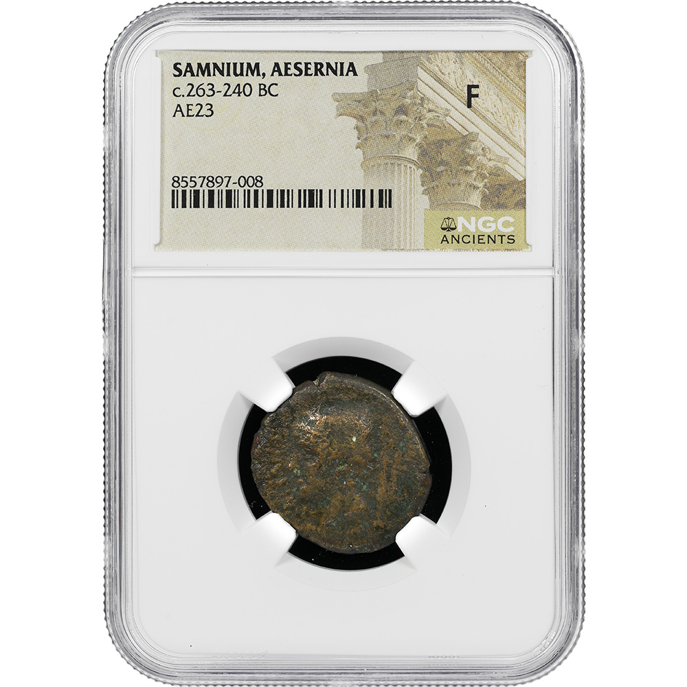 Aesernia, Samnium 263-240 BC. AE 23 Vulkan Head Left / Jupiter In Biga Galloping Right NGC F