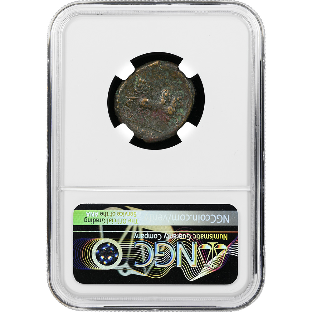 Aesernia, Samnium 263-240 BC. AE 23 Vulkan Head Left / Jupiter In Biga Galloping Right NGC F
