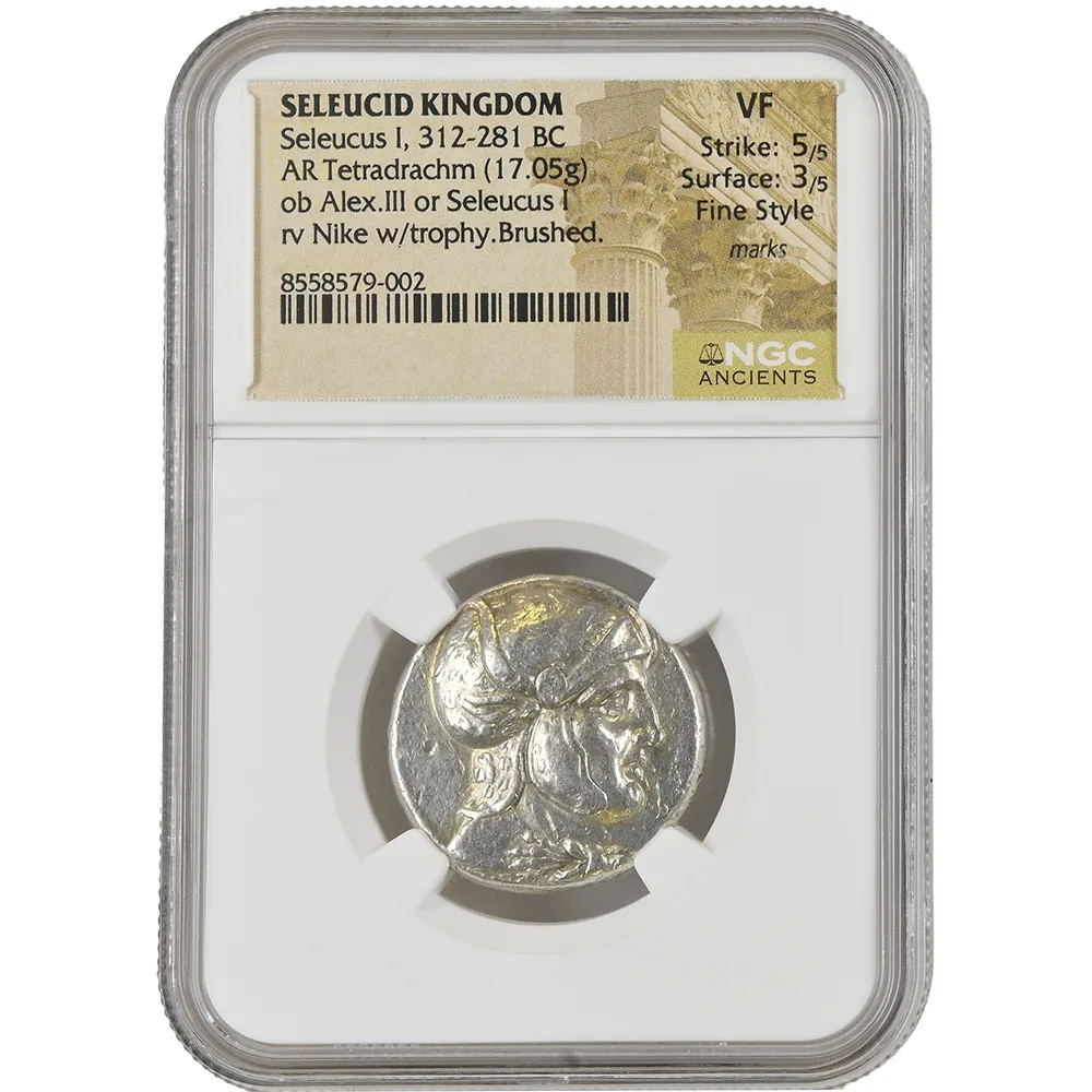 312-281 BC Seleucus I Nicator AR Tetradrachm NGC VF Fine Style