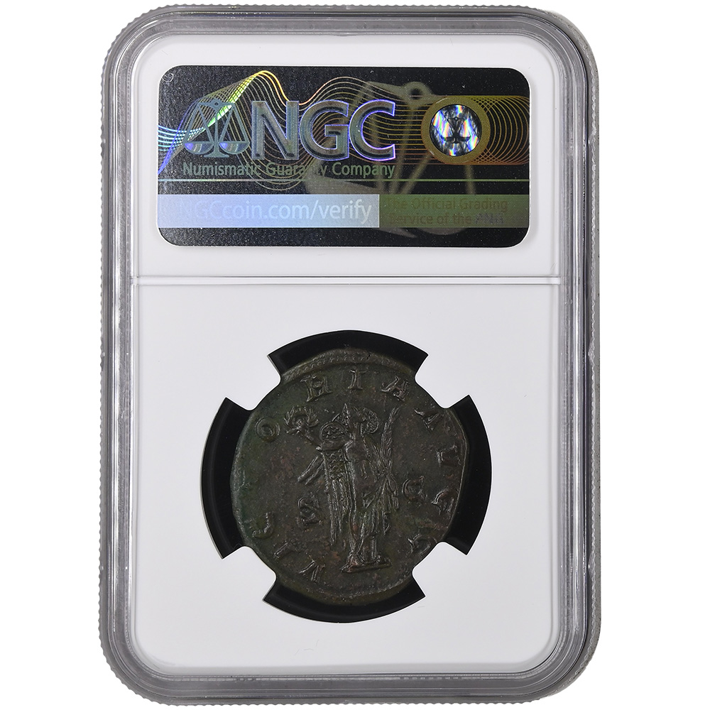 Pupienus AE Sestertius Victory NGC Ch XF* Strike 5/5 Surface 4/5 (AD 238)