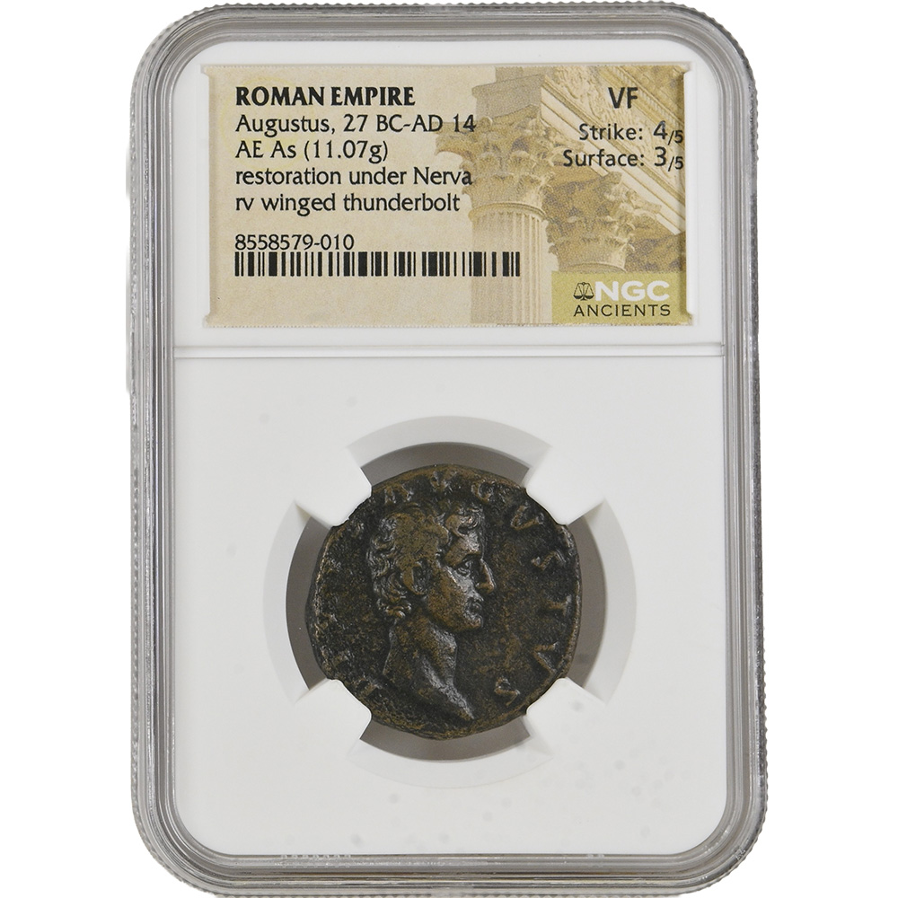 27 BC - AD 14 Roman Empire Augustus AE As RIC 130 Nerva NGC VF