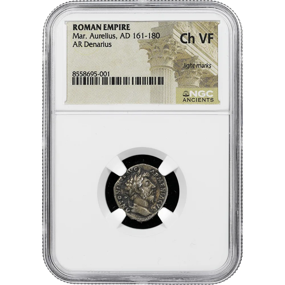 Roman Empire Marcus Aurelius AR Denarius ARMENIACVS AD 161-180 NGC CH VF
