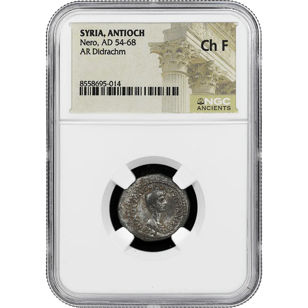 AD 54-68 Nero AR Didrachm Syria, Antioch NGC Ch F