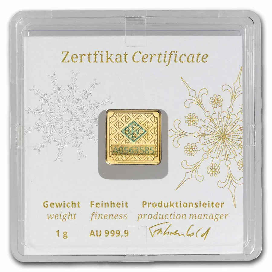 1 gram Gold Bar - Geiger Edelmetalle (Christmas Edition w/Assay) - Image 2
