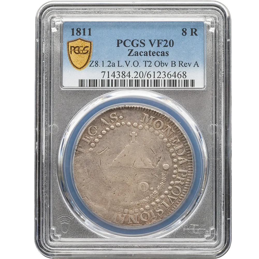 1811-LVO Zacatecas Ferdinand VII Provisional 8 Reales Z8.1.2a L.V.O. T2 Obv B Rev A PCGS VF 20