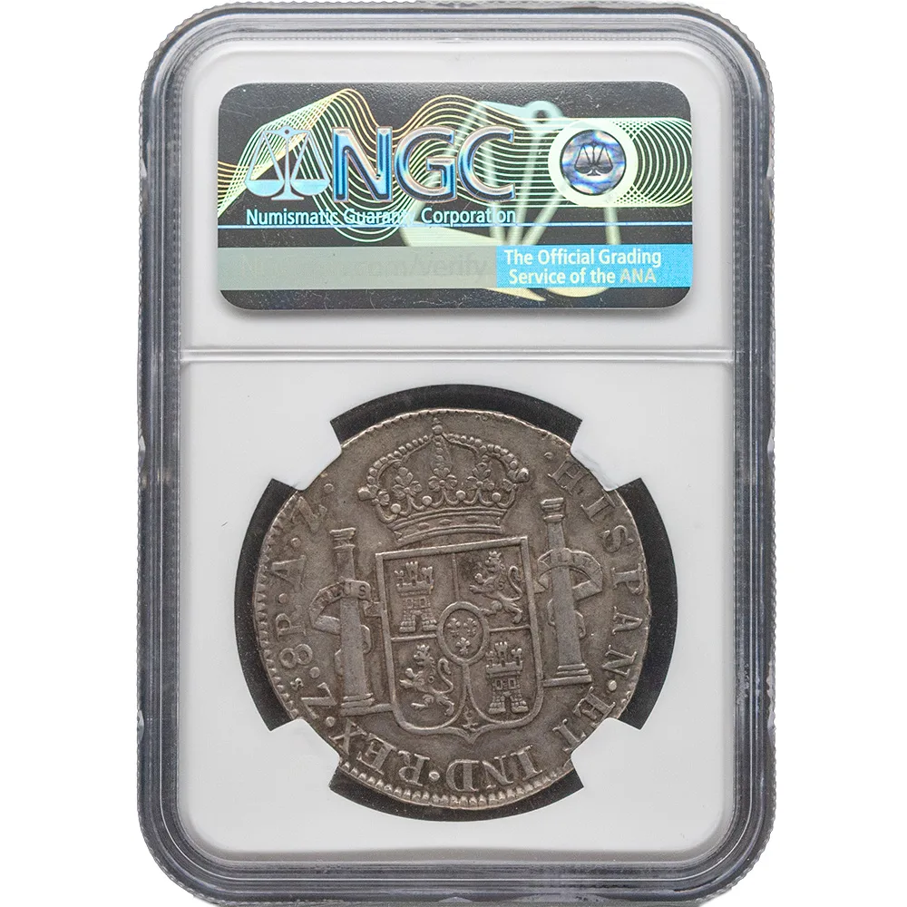1821-ZS|AZ Mexico 8 Reales Zacatecas NGC AU 50