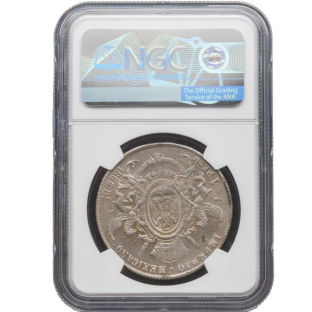 1866-Pi Mexico Maximilian Peso NGC AU 58