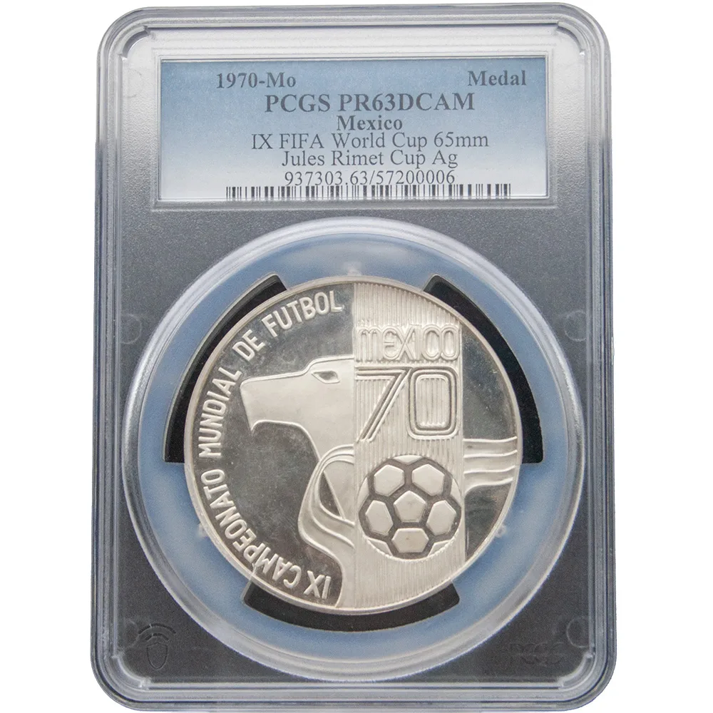 1970 Mexico IX FIFA World Cup 65 MM AG PCGS PF 63 DCAM