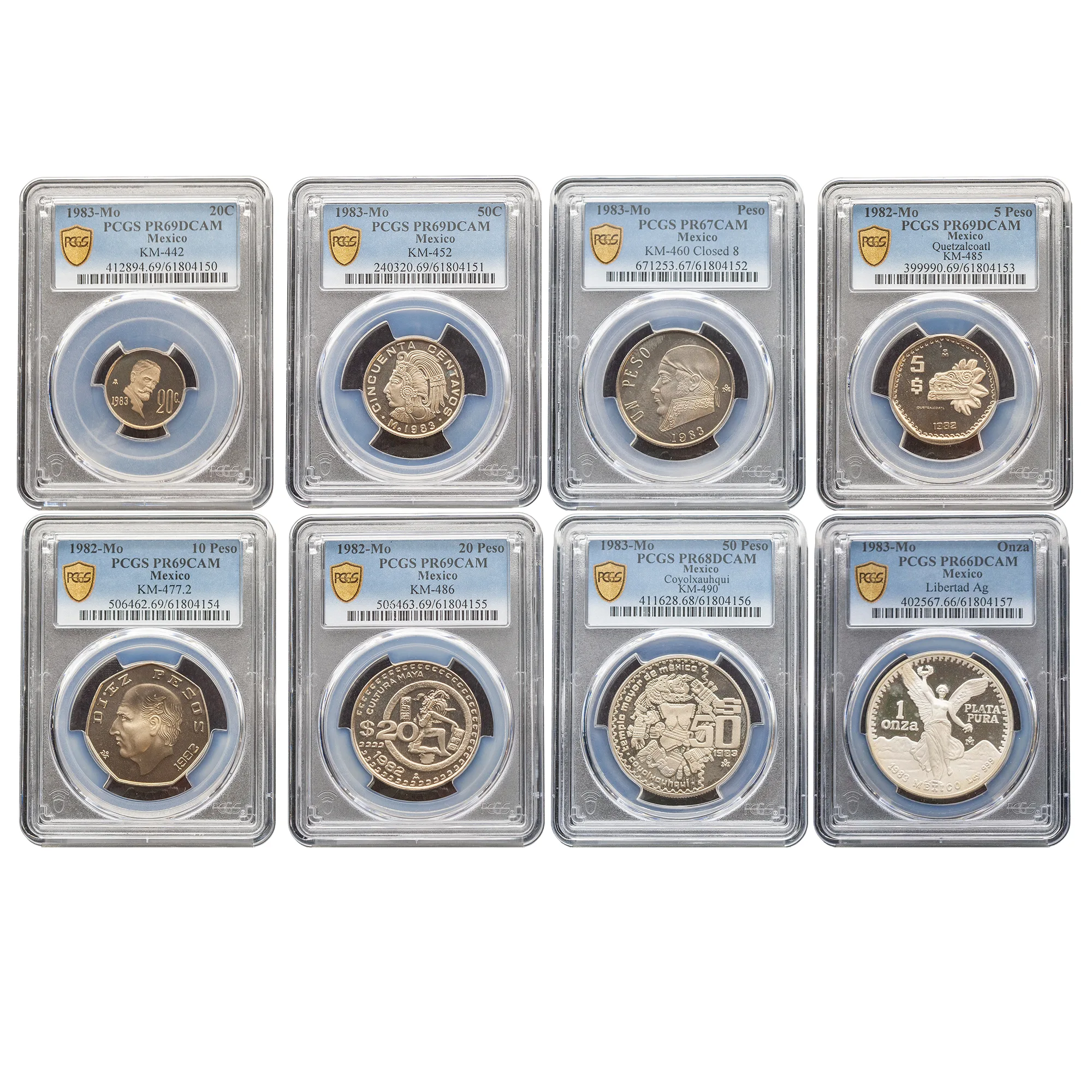 1982-1983 8 Coin Mexico Libertad Proof Set PCGS PF66-69DCAM