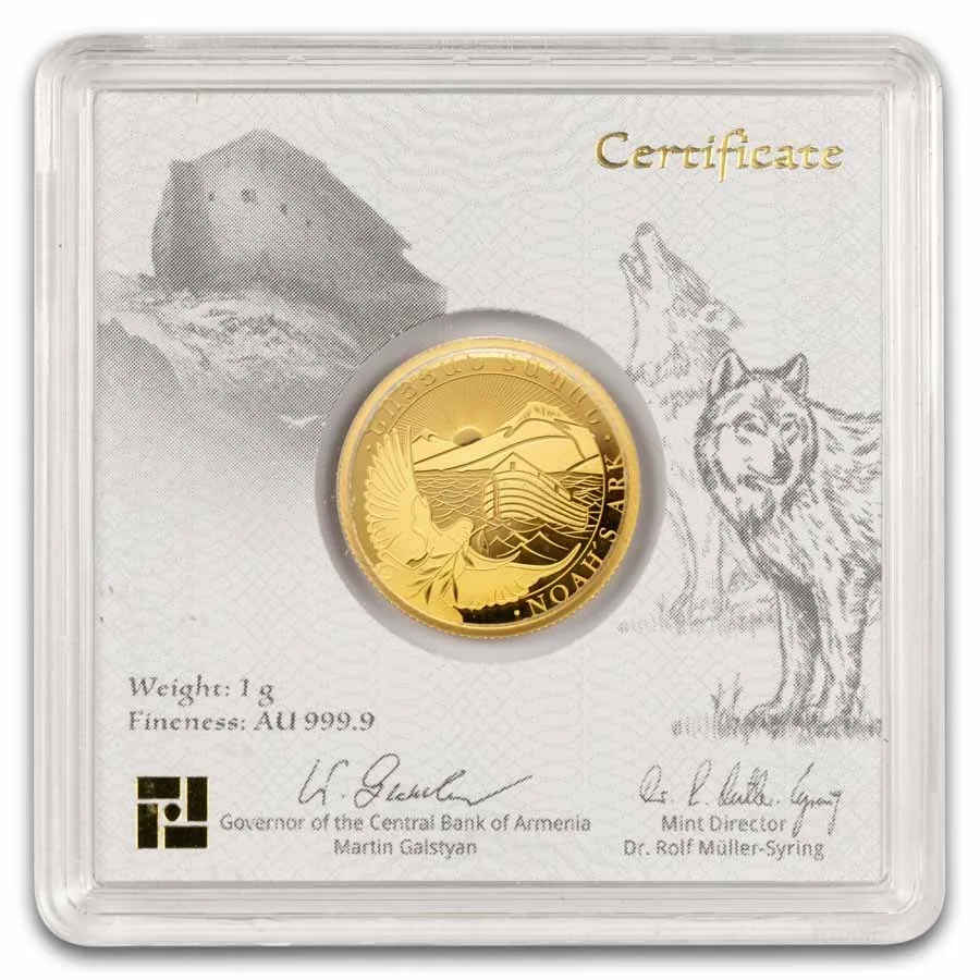 2026 Armenia 1 gram Gold 100 Dram Noah's Ark BU - Image 2