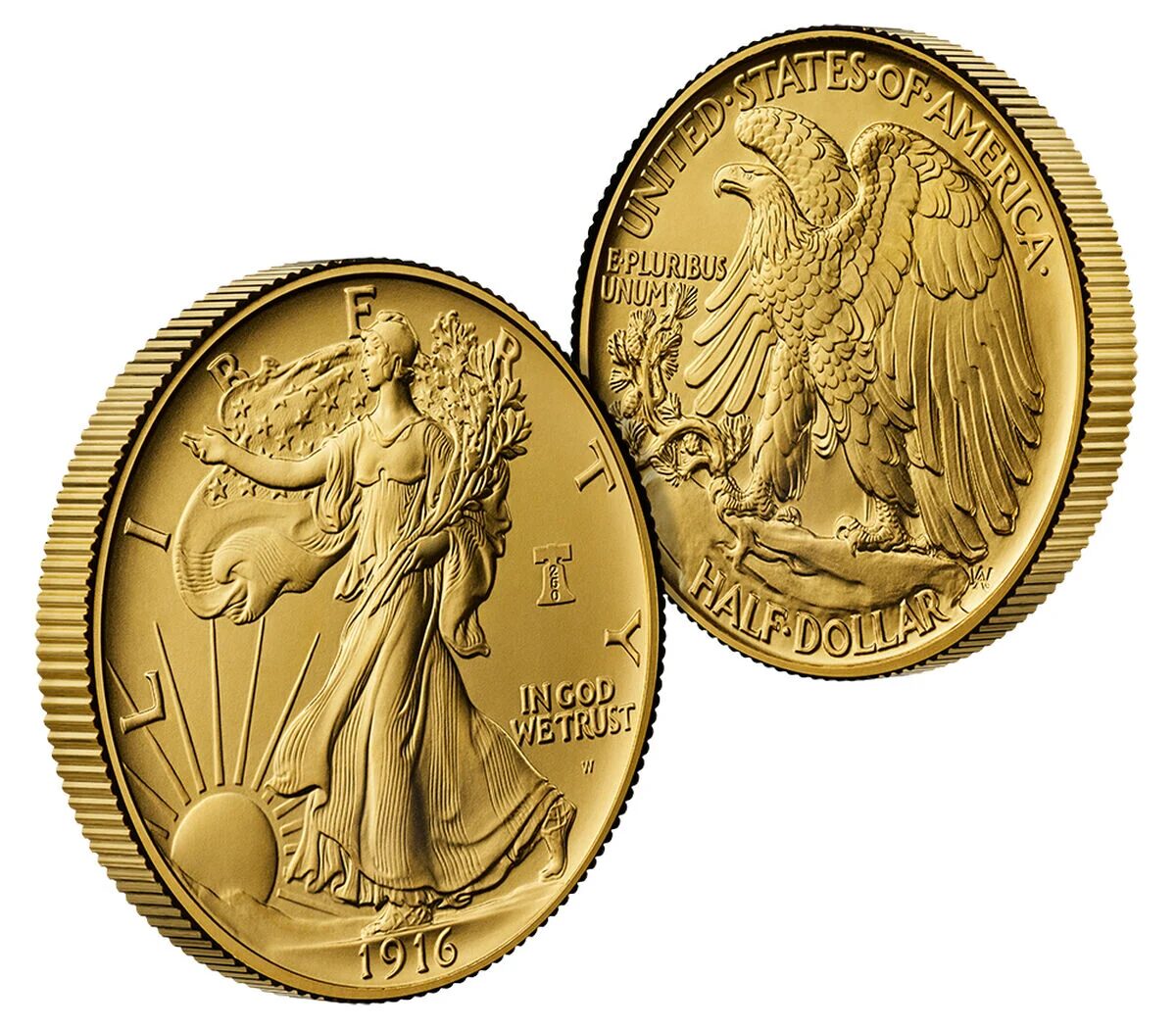 1916 Standing Liberty Half Dollar Gold Coin / Silver Medal Set - Image 2