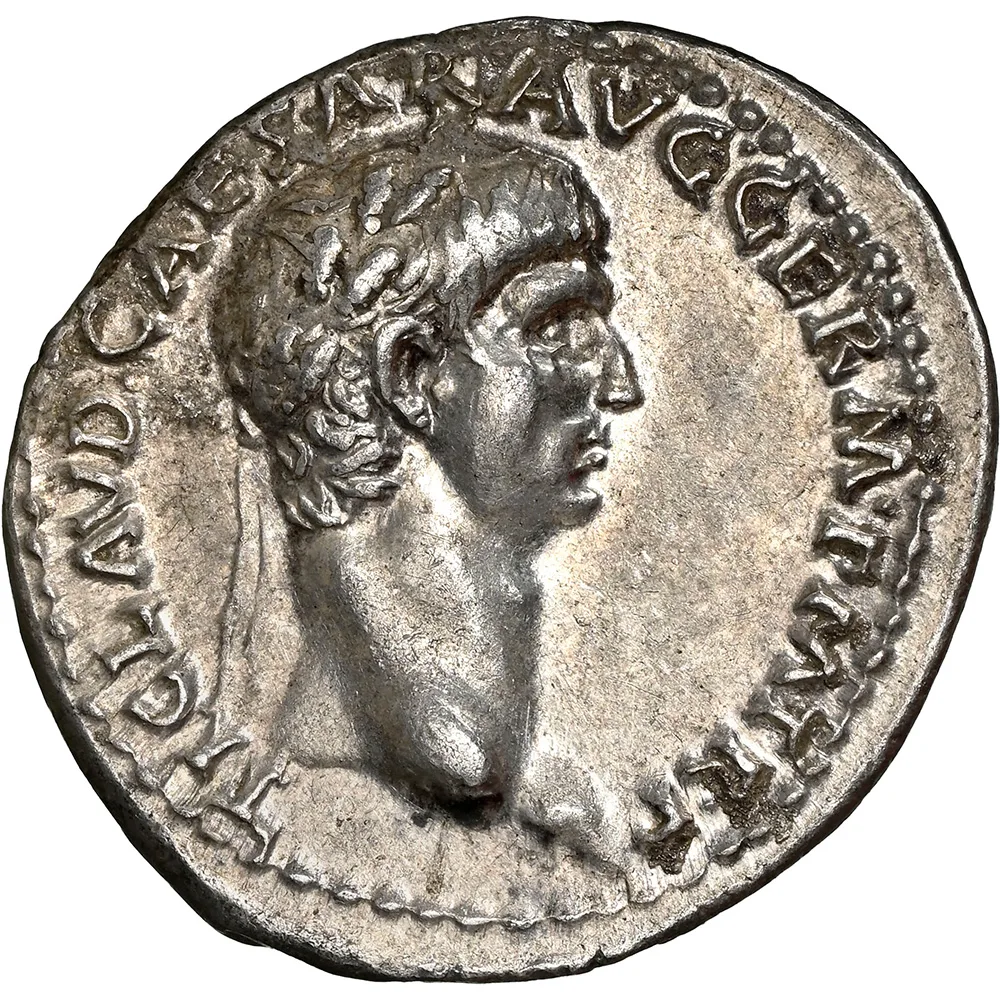 Claudius AD 41-54 AR Denarius SERVATOS in oak wreath rv EX SC OB CIVES NGC Ch XF