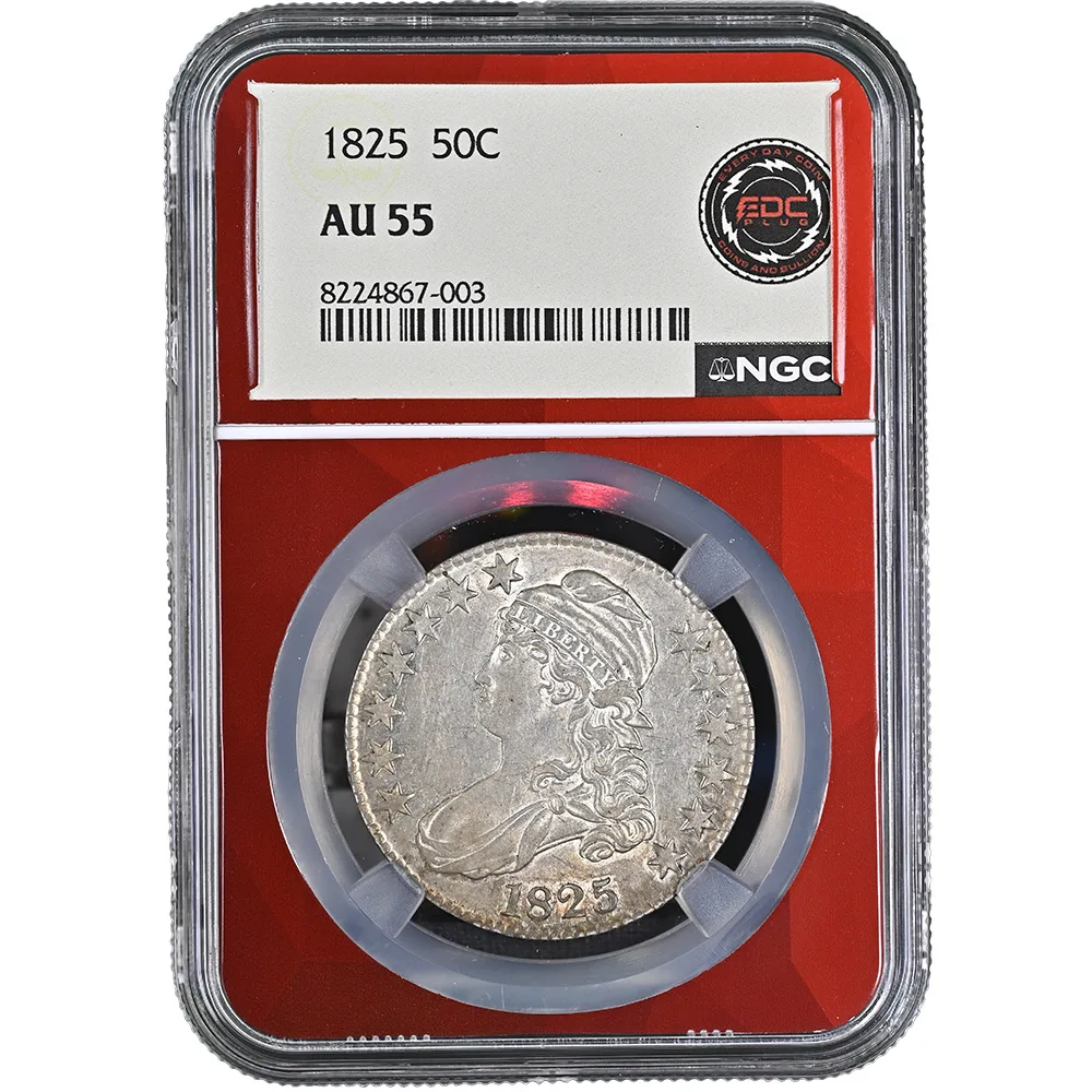 1825 50C Capped Bust Half Dollar NGC AU 55