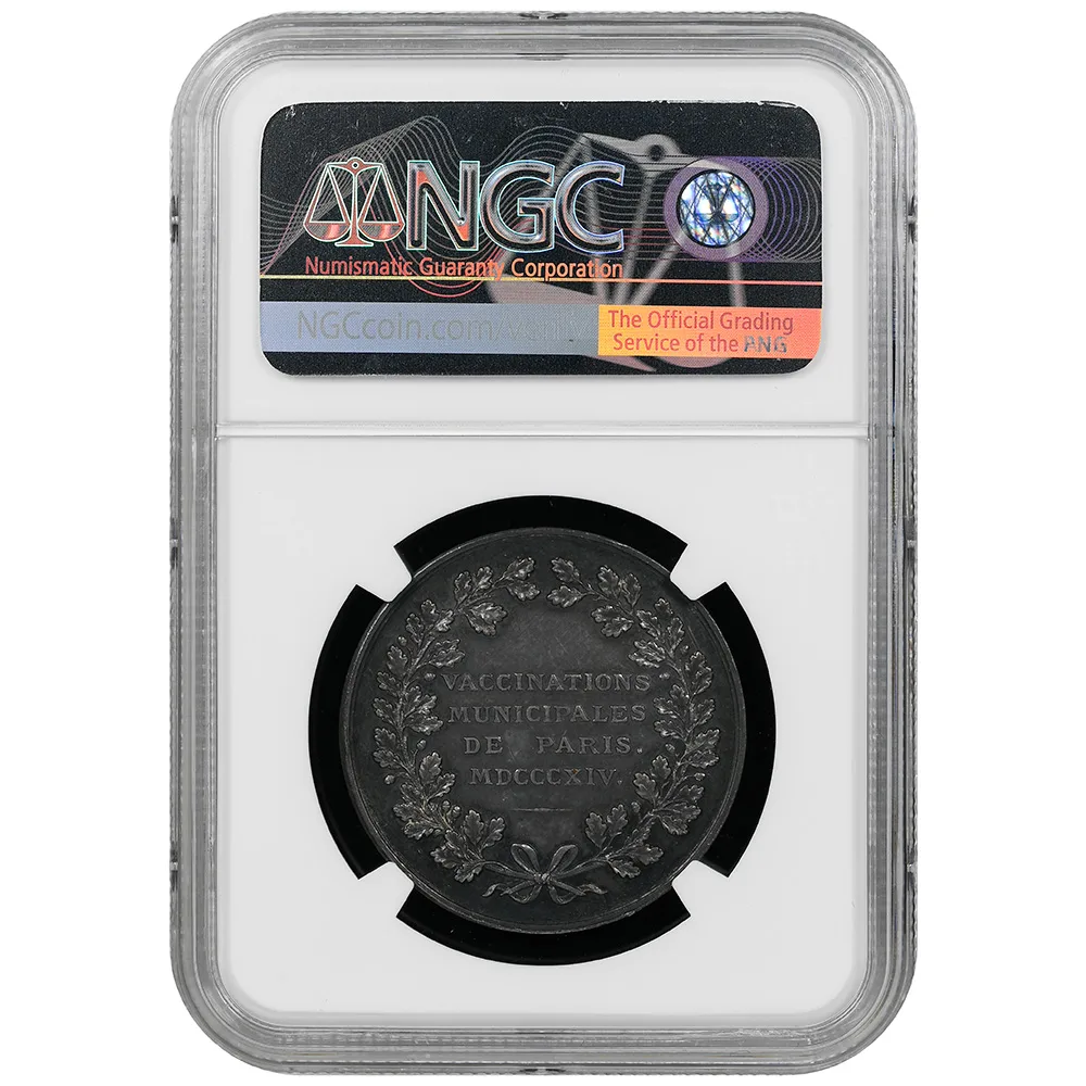 1814 France Silver Bramsen-1550 Paris Vaccination Premium NGC AU 58