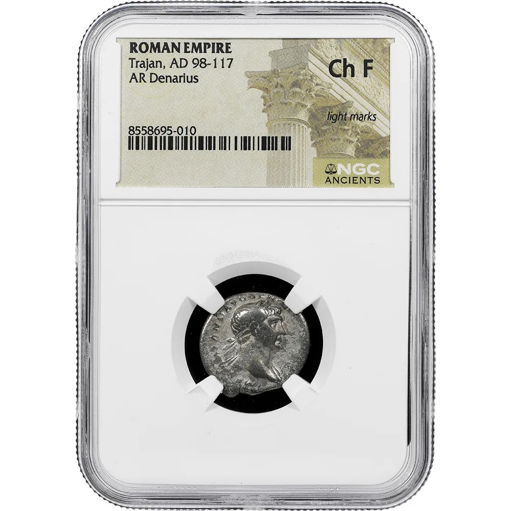 Roman Empire Trajan AD 98-117 AR Deanrius NGC CH F