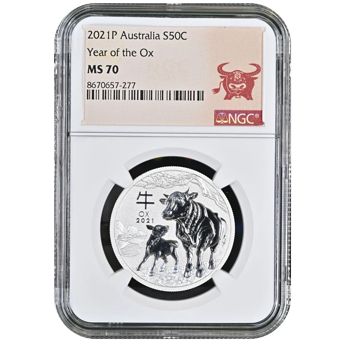 2021 Australia 50C Year of the Ox NGC MS70