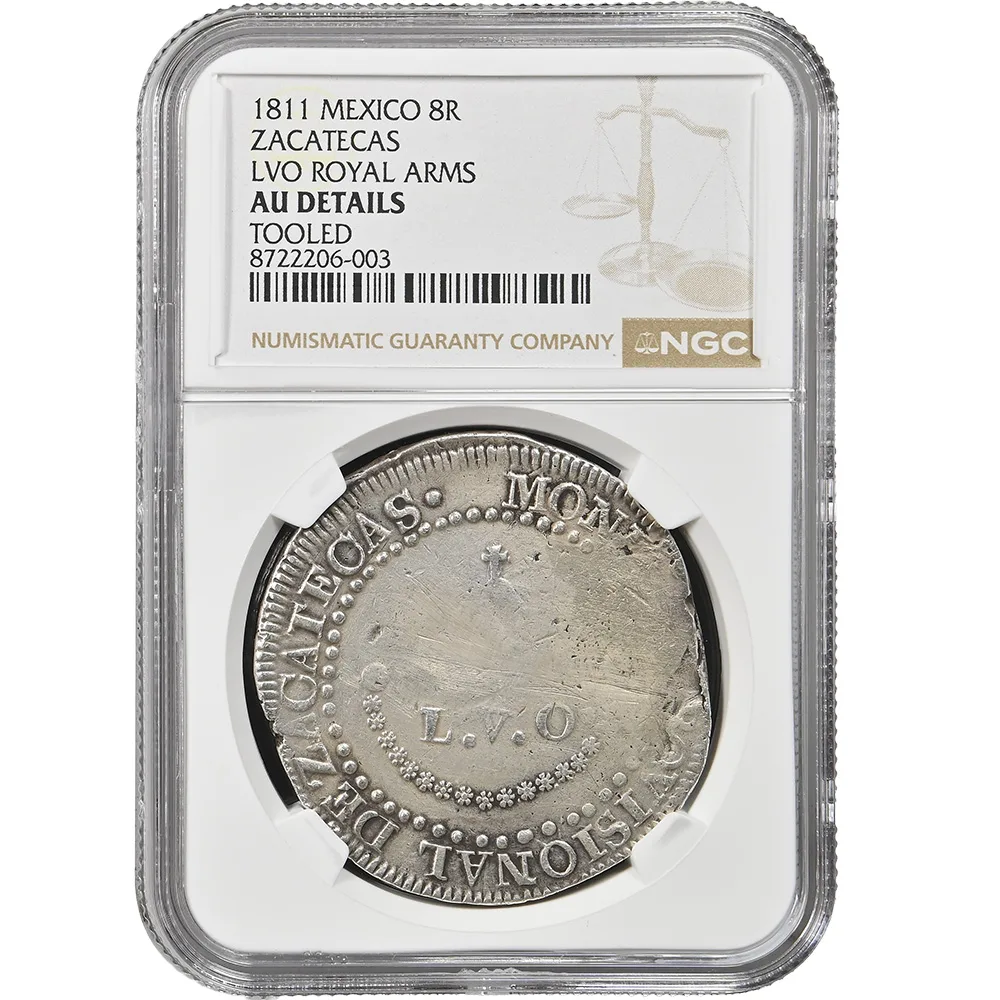 1811-LVO Zacatecas Local Royal Arms Ferdinand VII Provisional 8 Reales NGC AU Details