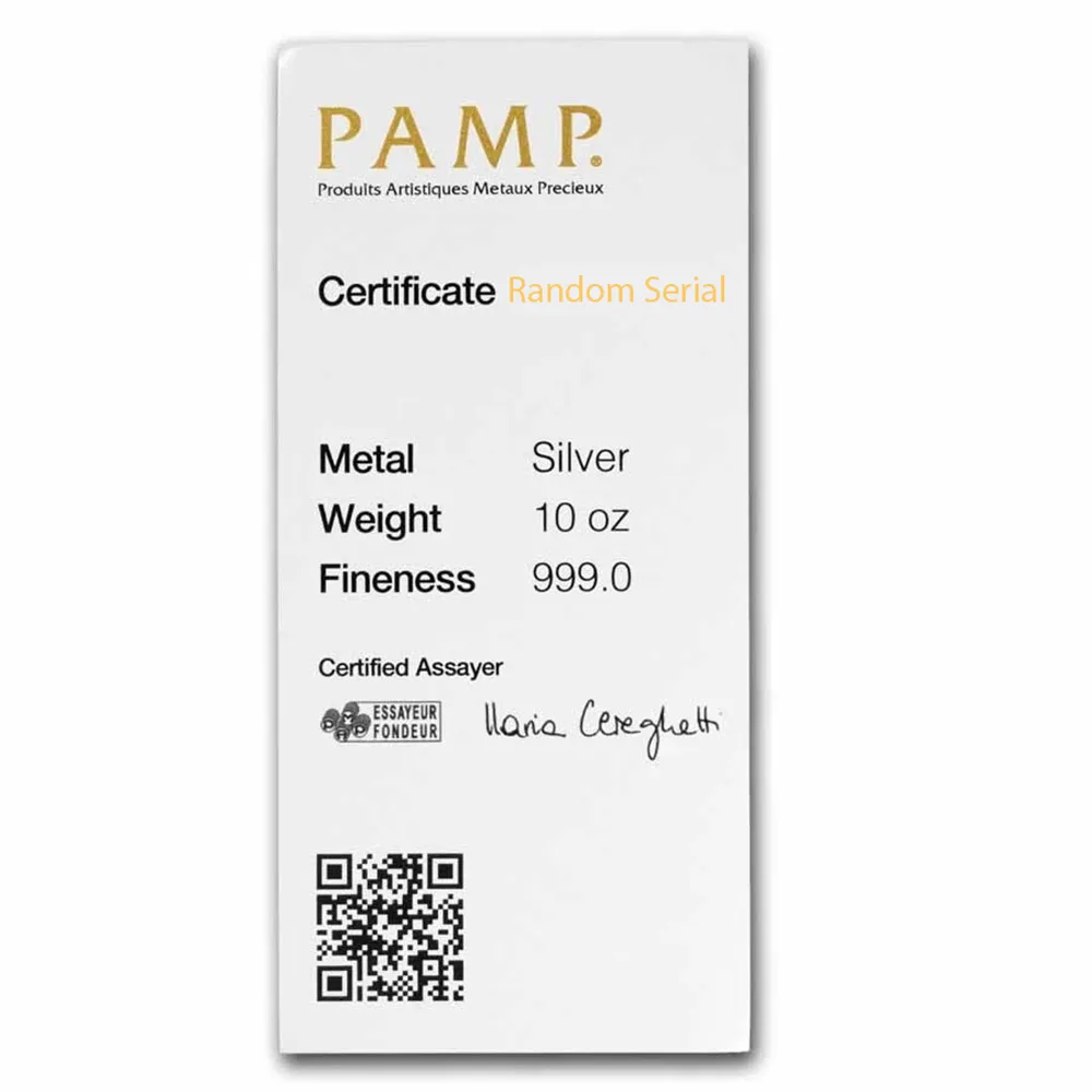 10 oz Silver Bar - PAMP Suisse (Serialized)